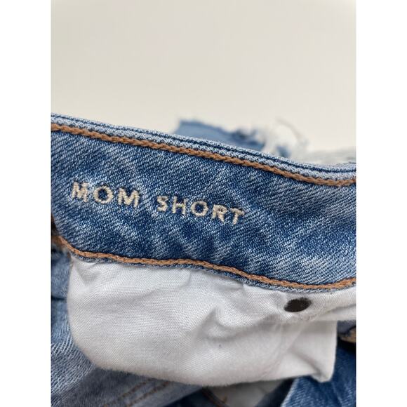 American Eagle Next Level Stretch High Rise Mom Short Destroyed Blue Denim Sz 0 - Picture 6 of 10